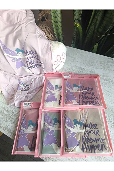 ADN KİDS Girl's Tank Top Panties Set of 6, 100% Cotton, Breathable