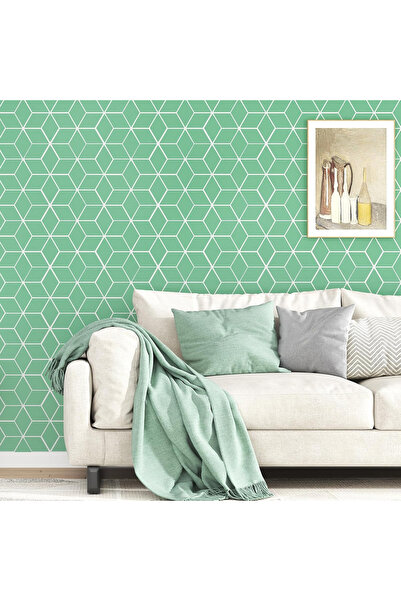 Yullpaper Tapet autoadeziv verde cu model cubic, 44,5 x 260 cm