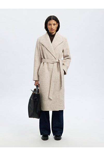 Selected Femme Langer Mantel Wollmix Bouclé