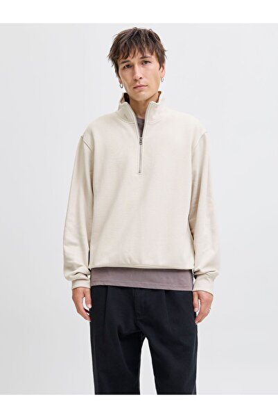 Jack & Jones Hanorac cu jumătate de fermoar, de culoare uni. Hanorac cu jumăt...