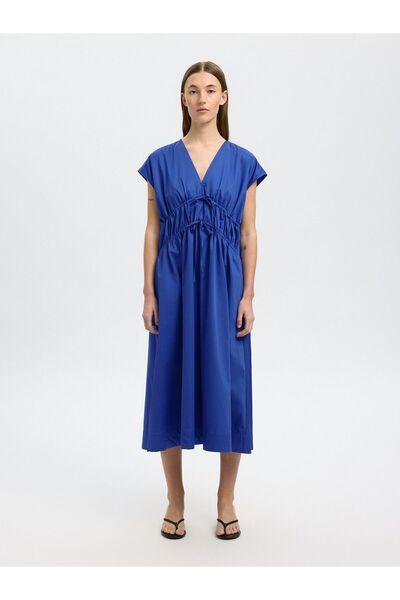 Selected Femme Midikleid Vorn gebundenes