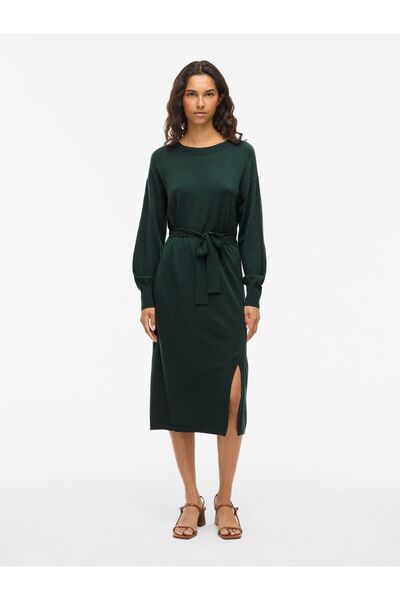 VILA Strickkleid Gürtel Midi