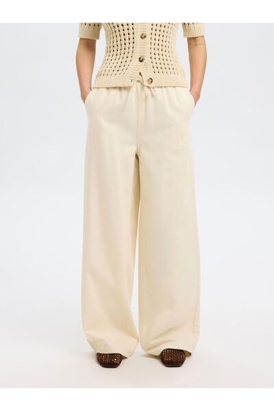 SELECTED Hose mit weitem Bein Baumwollmix