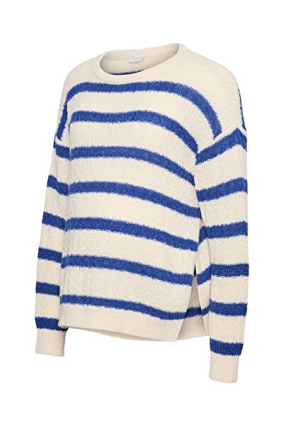 Mama Licious Strickpullover Normal geschnitten U-Boot Ausschnitt Gerippte Ärmelbündchen Tief angesetzte Schulter