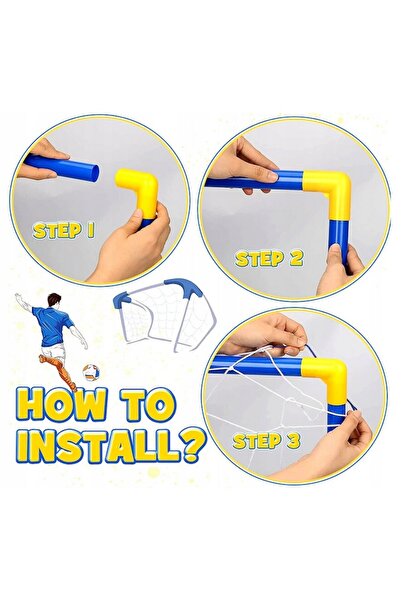 SOLTOY Set 2 porti de fotbal cu Minge SOLTOY® Soccer Blue Goal 2in1, posibilitate extindere la poarta mare