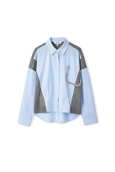 İpekyol Triko mix işlemeli gömlek