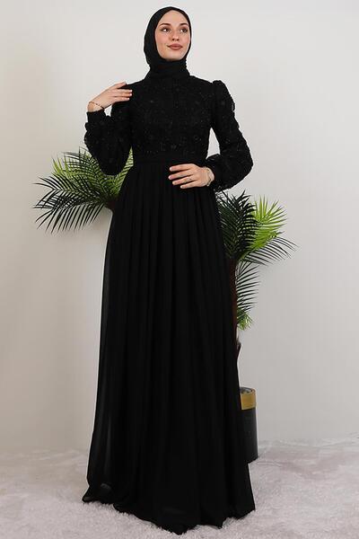 GİYZAMİLA Aley Papatya Evening Dress Black