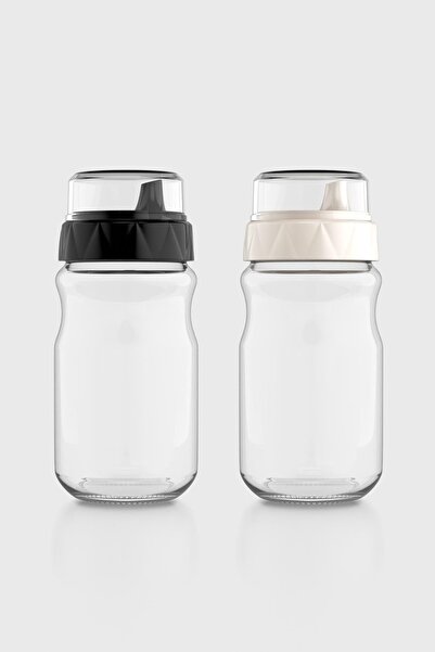 Renga Lexa 370 ml Set of 2 Glass Oil and Sauce Bowls 151072 Black-Beige