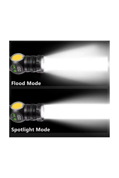 Generic LED Flashlight-USB Alloy Torch with Digital Display, Telescopic Zoom, COB Side Light & Magnetic Base