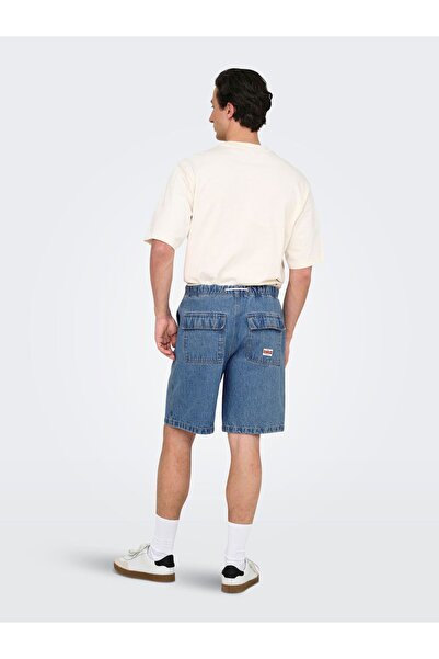 Only & Sons Jeans-Shorts ONSFADE Mittlere Taille Locker geschnitten Cargoshorts