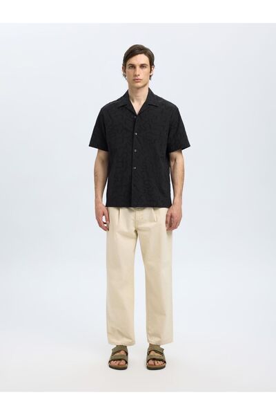 SELECTED Kurzarmhemd Besticktes