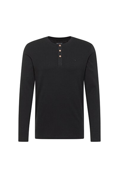 Mustang Herren Longsleeve - Arminto, Knit Rib, Henley-Kragen, Slim Fit, Bio-B...