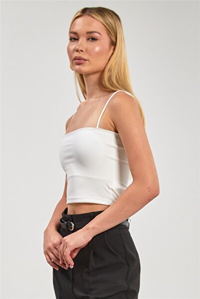 BARRELS AND OIL Women's Strap Tank Top with Chest Pads - White