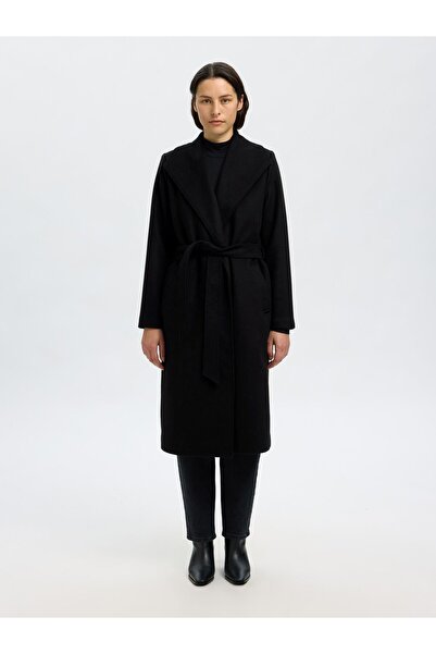 SELECTED Langer Mantel Wollmix