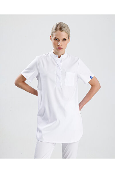 Wio Uniform Melin - Kadın Likralı Beyaz Doktor Hemşire Cerrahi Tesettür Ünifo...