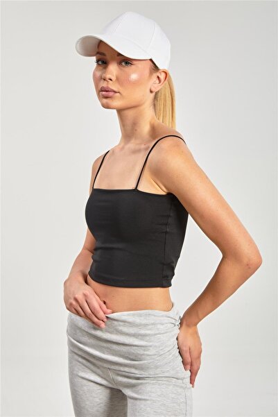 BARRELS AND OIL Women's Strap Tank Top with Chest Pads - Black