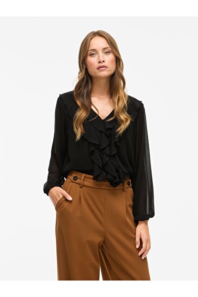 VILA Oberteil mit langen Ärmeln VIANE Gerüschtes