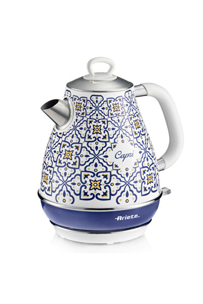 ARIETE Electric kettle Capri 2869/0C, 2000W, 1.7 l, Removable filter, Window, 360 base, White/blue