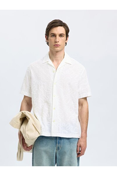 SELECTED Kurzarmhemd Besticktes