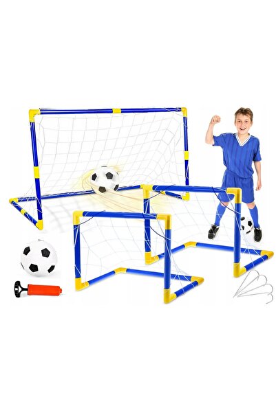 SOLTOY Set 2 porti de fotbal cu Minge SOLTOY® Soccer Blue Goal 2in1, posibilitate extindere la poarta mare
