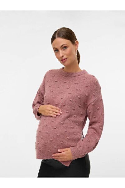 Mama Licious Strickpullover Normal geschnitten Rundhals Gerippte Ärmelbündchen Tief angesetzte Schulter Pullover