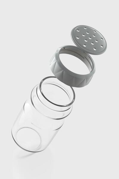 Renga Lexa 370 ml Set of 3 Glass Spice Jars 161016 Gray