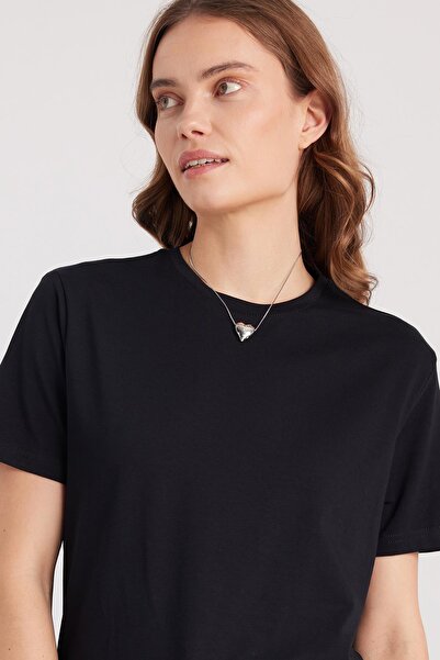 Tudors Women's Slim Fit Slim Fit Cotton Soft Texture Lycra Flexible Fabric Basic Black Crew Neck T-Shirt