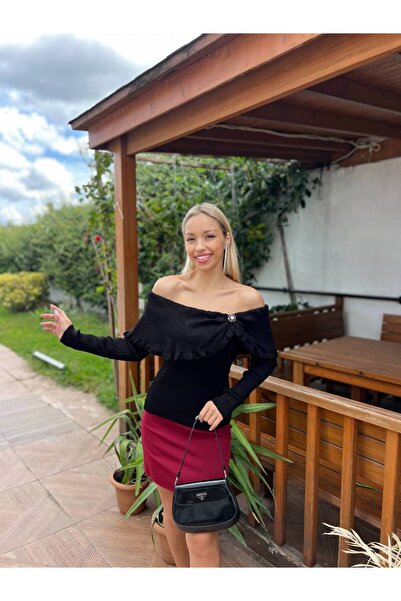 For Angels Madonna Collar Sweater with Stone Accessories