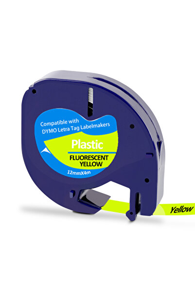 Choice4 Black on Flu Yellow 1pK Compatible Dymo LetraTag Refills Plastic Label Tape work With Dymo LetraTag