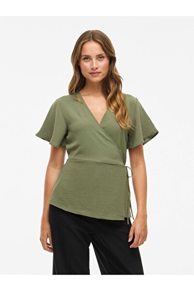 VILA Wickeloberteil VILOVIE Kurzärmeliges