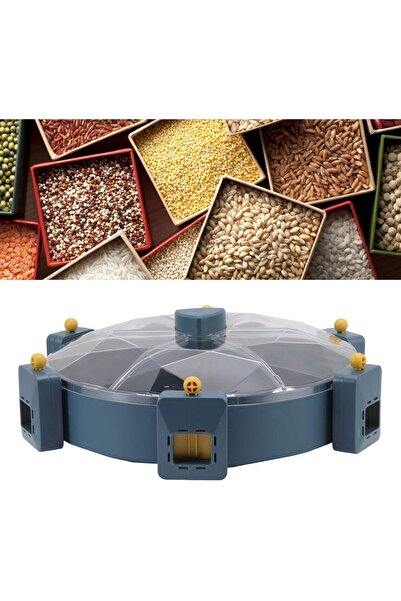 erorex Rice Dispenser Container, 6 Grids Well Sealed Compartment Storage Cereal Dispenser One Click Design