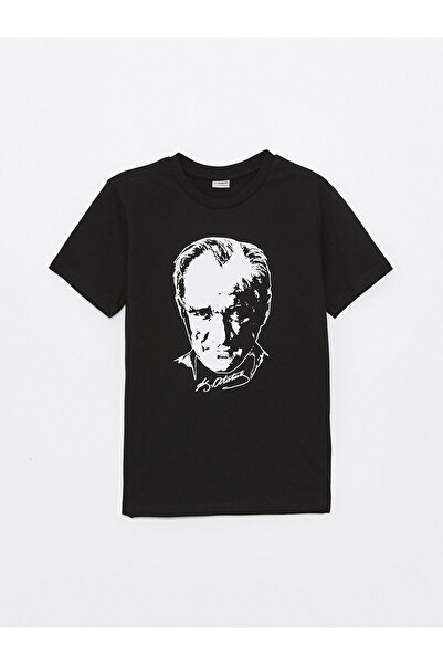 LC Waikiki Bisiklet Yaka Atatürk Baskılı Kısa Kollu Erkek Çocuk Tişört