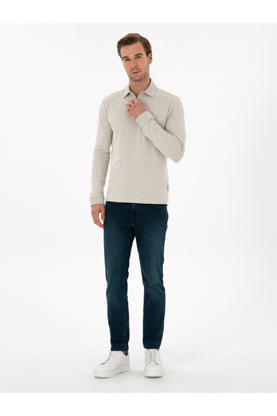 Cacharel Taş Regular Fit Pamuk Karışımlı Polo Yaka Sweatshirt 50311374-VR049