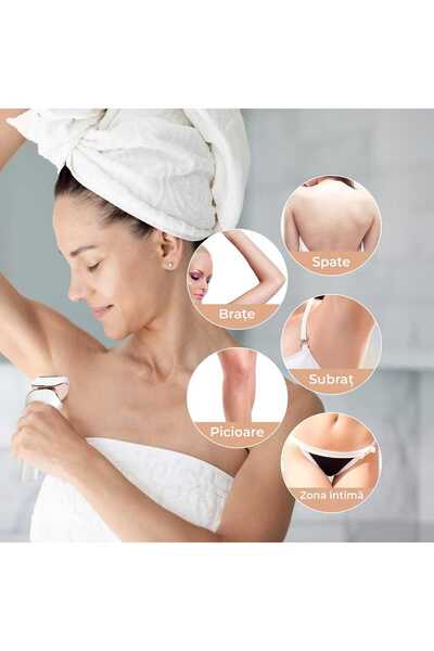 Elindor Wet/dry epilator, 3 removable blades, USB, charging station, white/gold