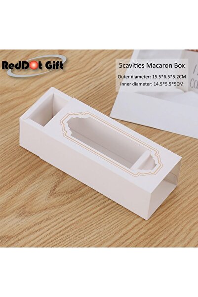 erorex 12Pcs Macaron Boxes,Macarons Containers,White Sleeve Clear Window, Cake Paper Container Giving