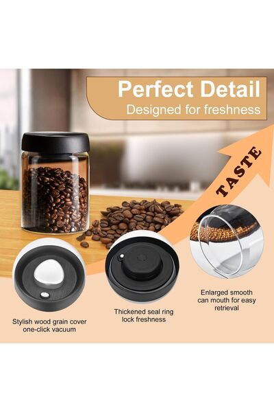 erorex Coffee Bean Storage Container, Vacuum Glass Jar Airtight Lid, Food Storage Containers Perfect