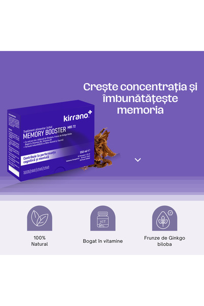 Kirrano Memory Booster, pentru memorie și claritate mentală, 10 flacoane x 15 ml