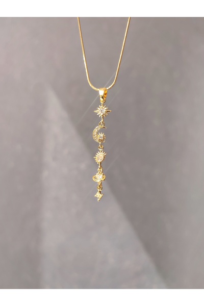 Evorya Kadın Çelik Gökyüzü Gezegen Temalı Kolye