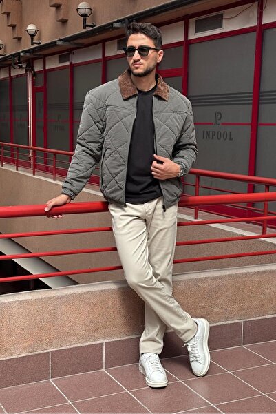 inpool Relaxed Fit, Velvet Detail on the Collar, Diamond Patterned Quilting, Water Resistant Jacket 2505