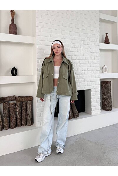 Bella Breeze Jachetă crop pentru femei cu buzunare mari