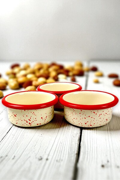 İnci Emaye 3 Piece 10cm Enamel Vertical Plate Set, Breakfast Plate, Jam Bowl, Olive, Cheese Plate, Dowry, Gift