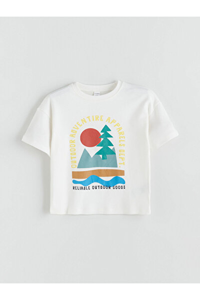 LC Waikiki Two Mt Shop Quality Lcw Kids Ecru Combed Cotton Printed Loose & Ba...