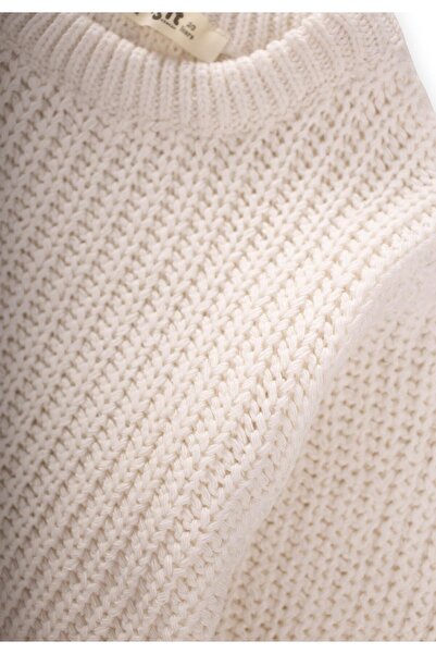 Cigit Crew Neck Thessaloniki Knitwear Sweater 2-8 Years Ecru