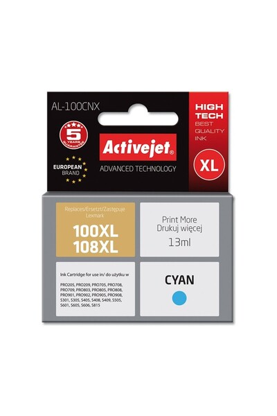 ActiveJet Съвместим касета 100XL 108XL Циан за Lexmark 14N1069E, 13 мл, Premium