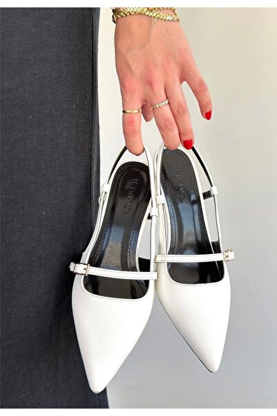 meSga butik Darina white skin high heeled shoes