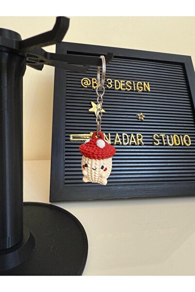 NadarStudio Mantar Sevimli Örgü Şeklinde Anahtarlık Çanta Süsü