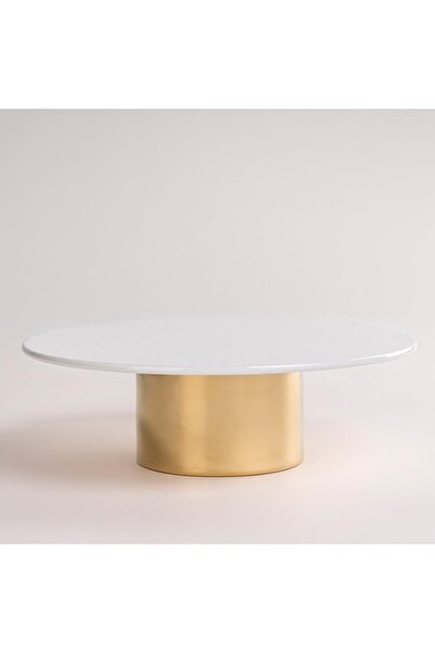 erorex White Porcelain Cake Stand With Gold Base