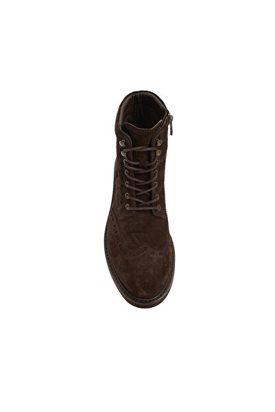 Dıvarese Kahverengi Fermuarlı Erkek Süet Bot
