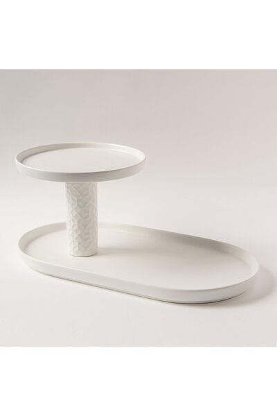 erorex Safa'A White Porcelain Cake Stand Cake Stand 51X45X39 Cm