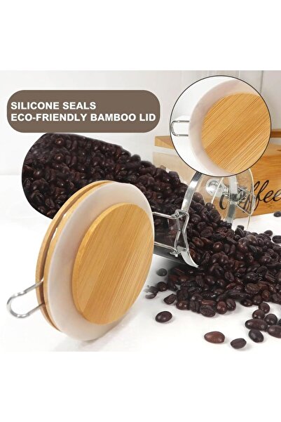 erorex Glass Coffee Canister Scoop，2Pcs Airtight Storage Jars, Spoon，Coffee Storage Container Shelf